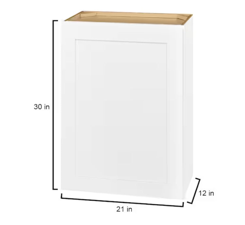 Avondale Shaker Alpine White Ready to Assemble Plywood 21 in Wall Kitchen Cabinet (21 in W x 30 in H x 12 in D)