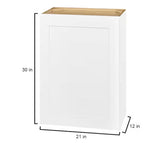 Avondale Shaker Alpine White Ready to Assemble Plywood 21 in Wall Kitchen Cabinet (21 in W x 30 in H x 12 in D)