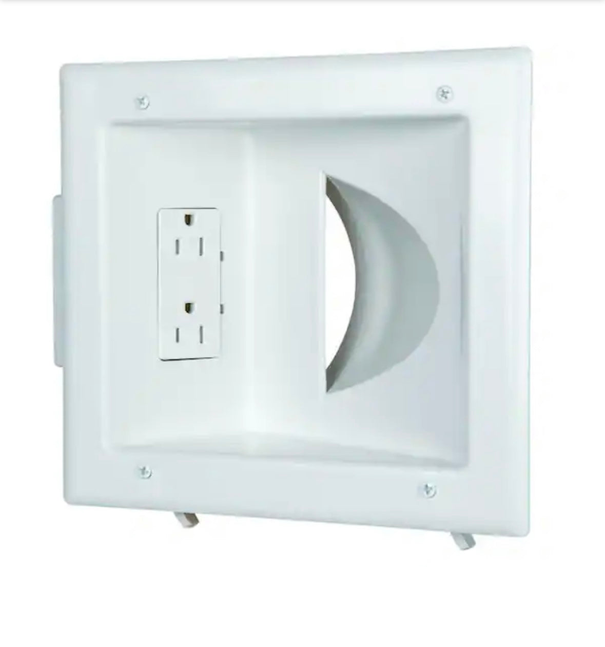 White 1-Gang 1-Decorator/Rocker/1-Duplex;Cable Pass-Through Wall Plate (1-Pack)