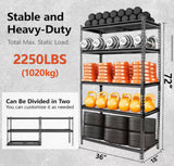 5-Tier Adjustable Metal Storage Shelving Unit Pantry Organizer in Black (36 in. W x 72 in. H x 18 in. D)