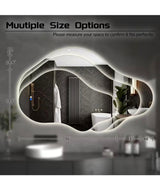 20 in. W x 36 in. H Asymmetrical Frameless LED Light Anti-Fog 3-Colors Dimmable Irregular Wall Mirror