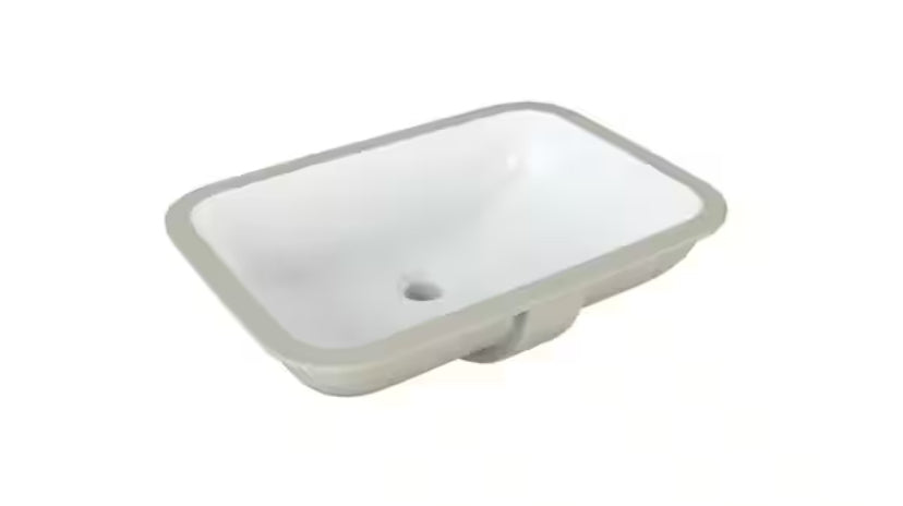 22 in. Ceramic Rectangular Undermount Bathroom Sink in White with Overflow Drain