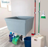 23.5 in. x 22.88 in. Grey Thermoplastic Wall Mounted Utility Sink Kit with Sink Drain P-Trap and Water Supply Lines