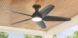 Ceva 54 in. Indoor/Outdoor Matte Black with Matte Black Blades Ceiling Fan with Adjustable White with Remote Included