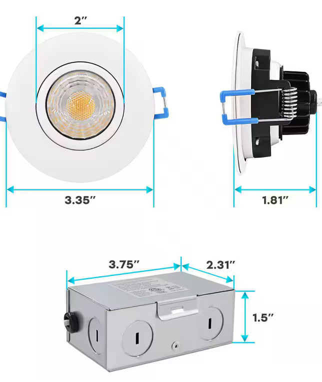 Premium Downlight 3 in. 2700K - 5000K Dark Bronze New Construction/Remodel Recessed Integrated LED Gimbal Kit