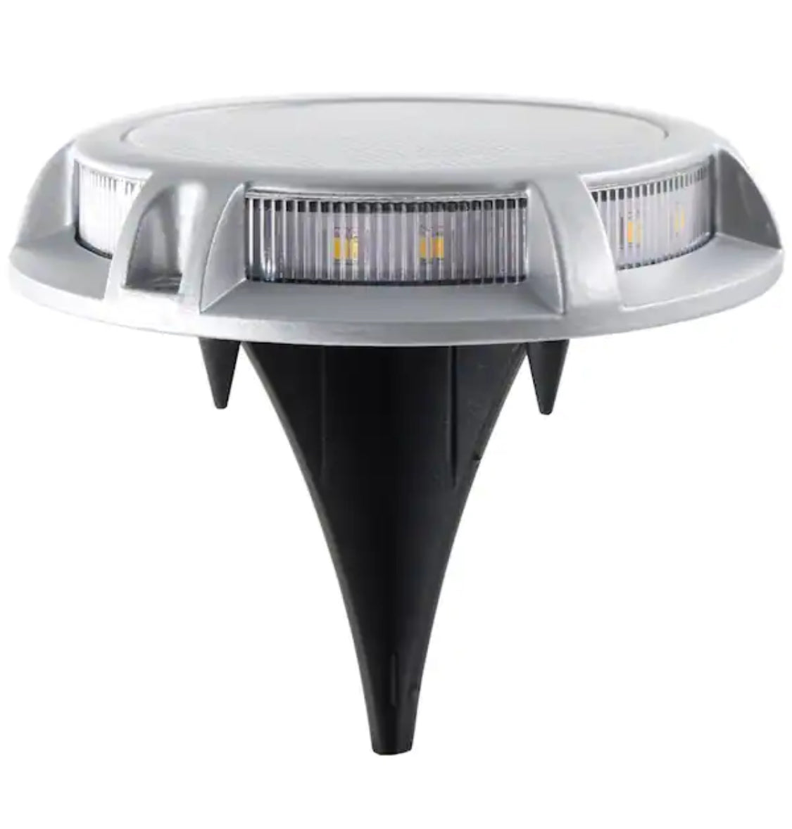 Solar 15 Lumens Silver Integrated LED In-Ground Disk Path Light with Textured Lens (4-Pack); Weather/Rust Resistant