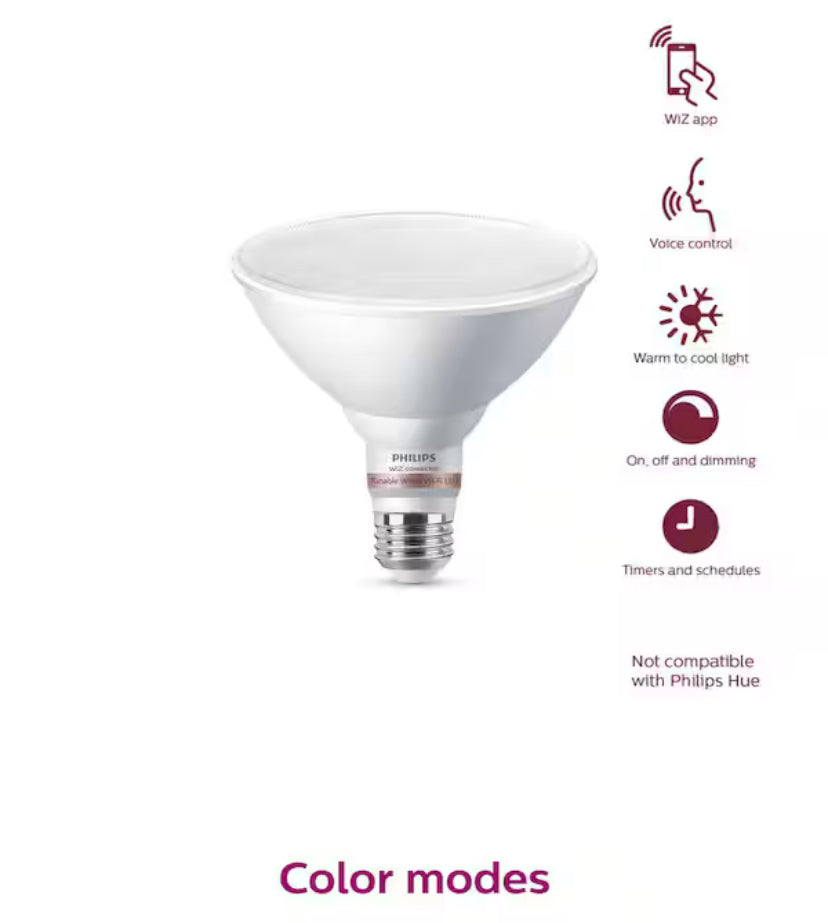 120-Watt Equivalent PAR38 LED Smart Wi-Fi Tunable White Light Bulb powered by WiZ with Bluetooth (1-Pack)