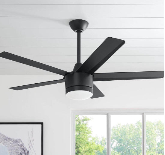 Merwry 52 in. Integrated LED Indoor Matte Black Ceiling Fan with Light Kit and Remote Control