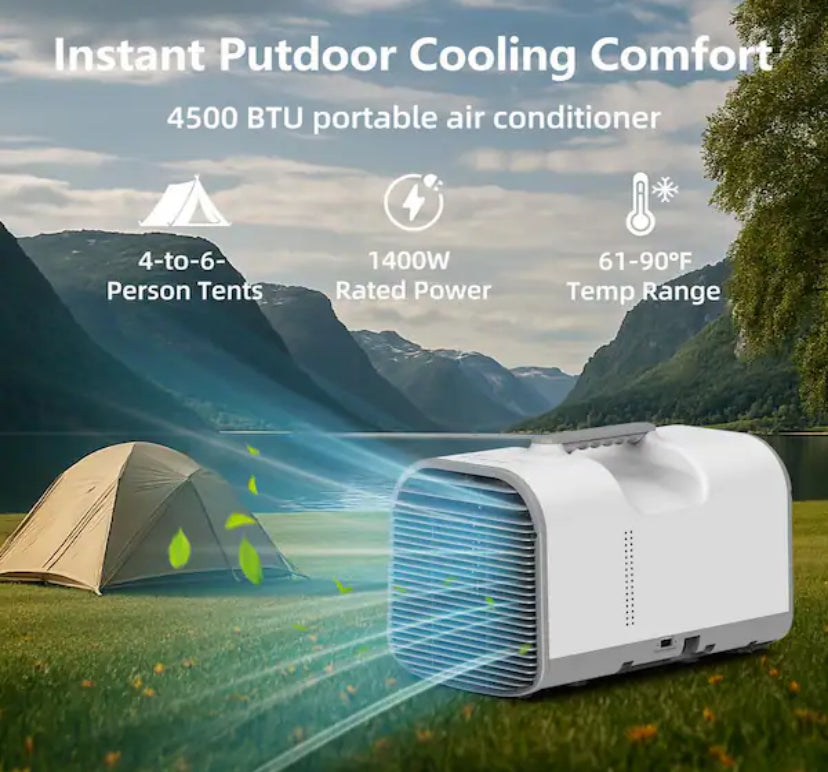 4500 BTU Portable Air Conditioner Cools 150 sq. ft. with Dehumidifier with Remote for Tent, Camping and RV in Gray