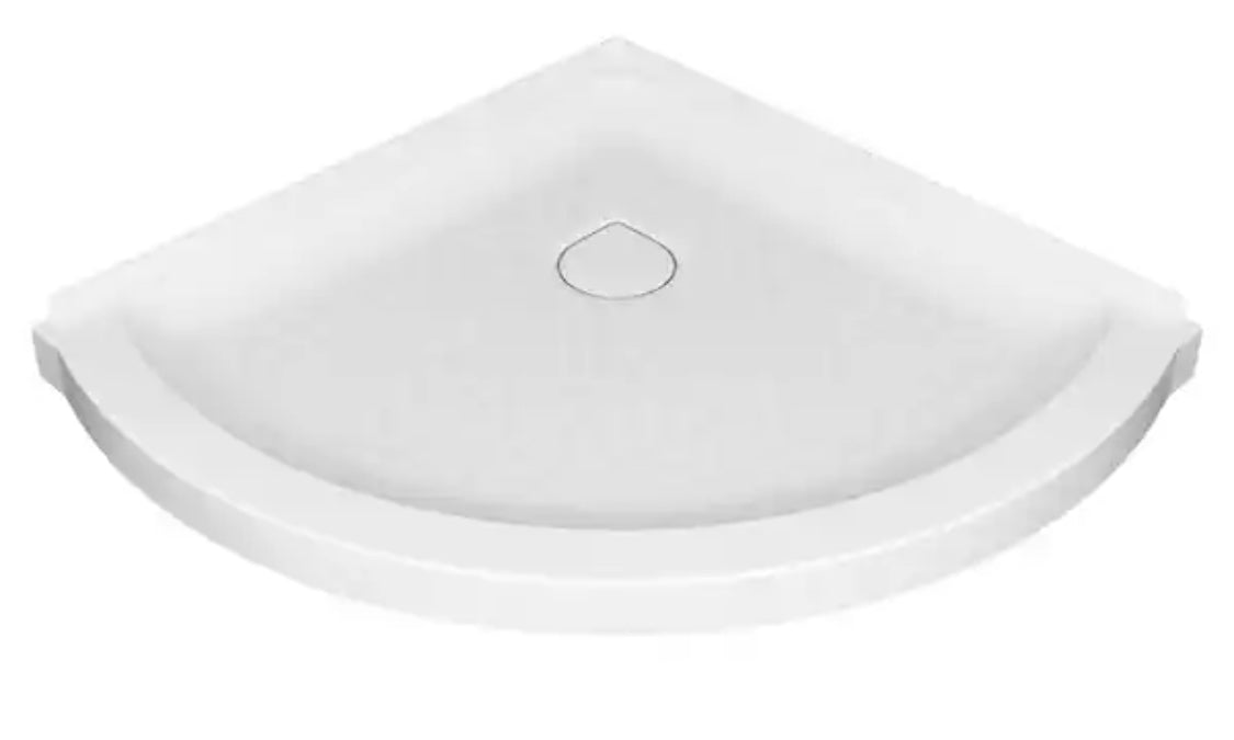 Ovation Curve 36 in. L x 36 in. W Corner Shower Pan Base with Center Drain in Arctic White