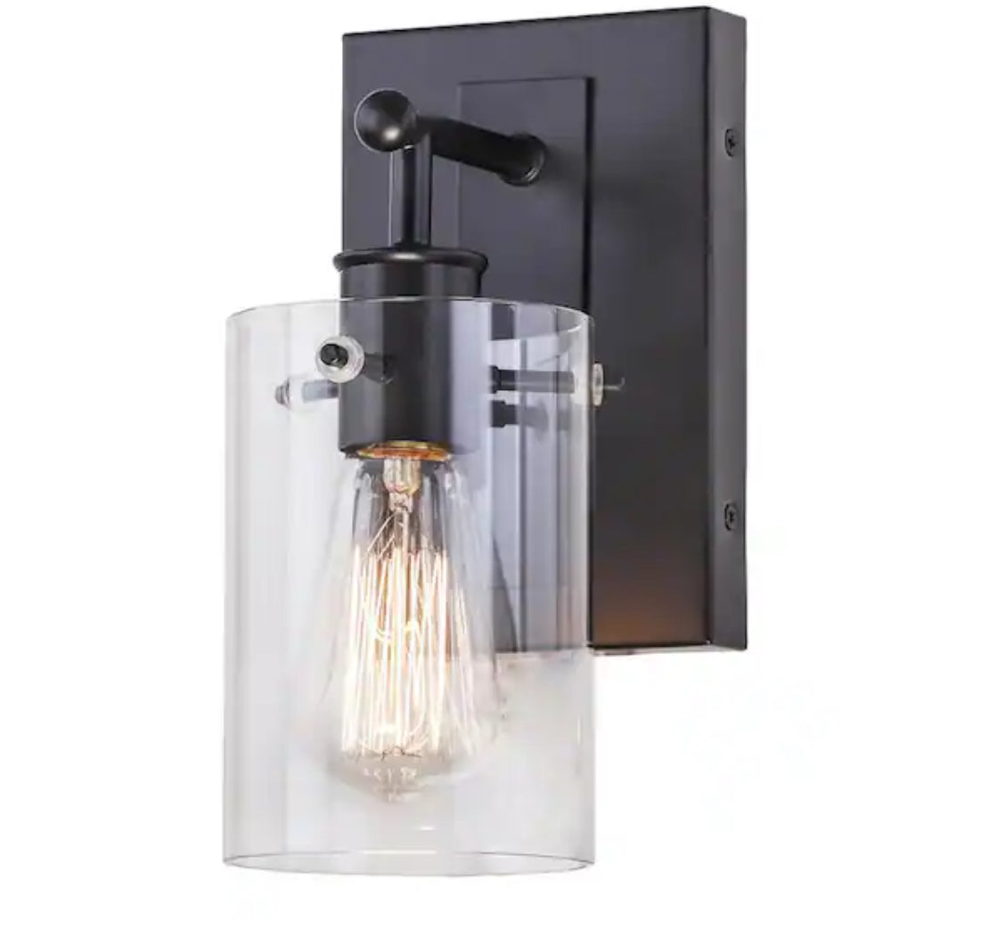 Regan 4.5 in. 1-Light Espresso Bronze Bathroom Vanity Light with Clear Glass Shade