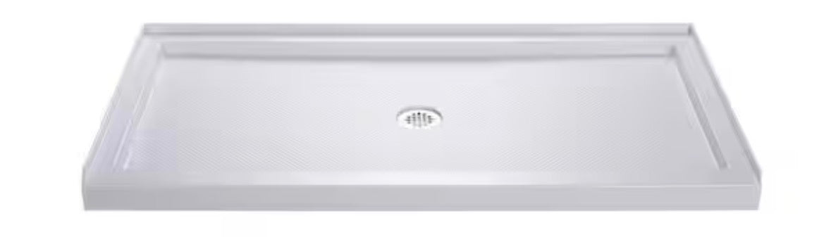 SlimLine 60 in. x 30 in. Single Threshold Alcove Shower Pan Base in White with Center Drain