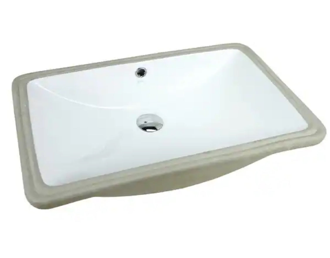 24 in. x 15-1/2 in. Rectrangle Undermount Vitreous Glazed Ceramic Lavatory Vanity Bathroom Sink Pure White