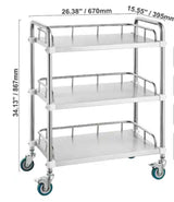 Utility Cartï¼ŒLab Rolling Cart, Kitchen Cart Rolling Cart, Lab Serving Cart with Swivel Casters, Sliver