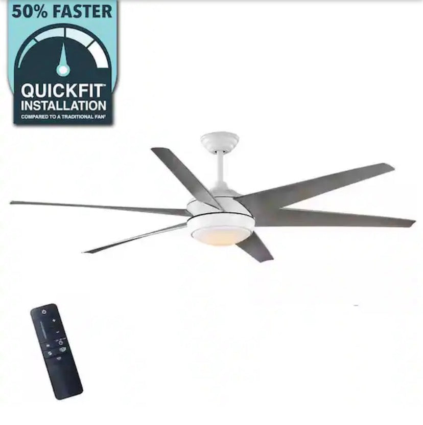 Windward 68 in. White Color Changing Integrated LED Matte White Ceiling Fan with Light Kit, DC Motor and Remote