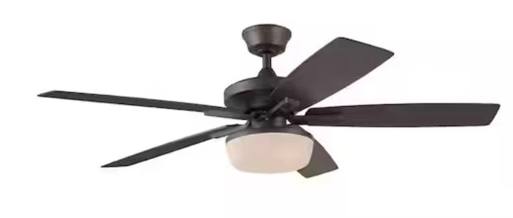 Gazebo IV 52 in. Indoor/Outdoor Flat Bronze Downrod Mount Ceiling Fan with Remote and Light Kit with 2-Bulbs Included
