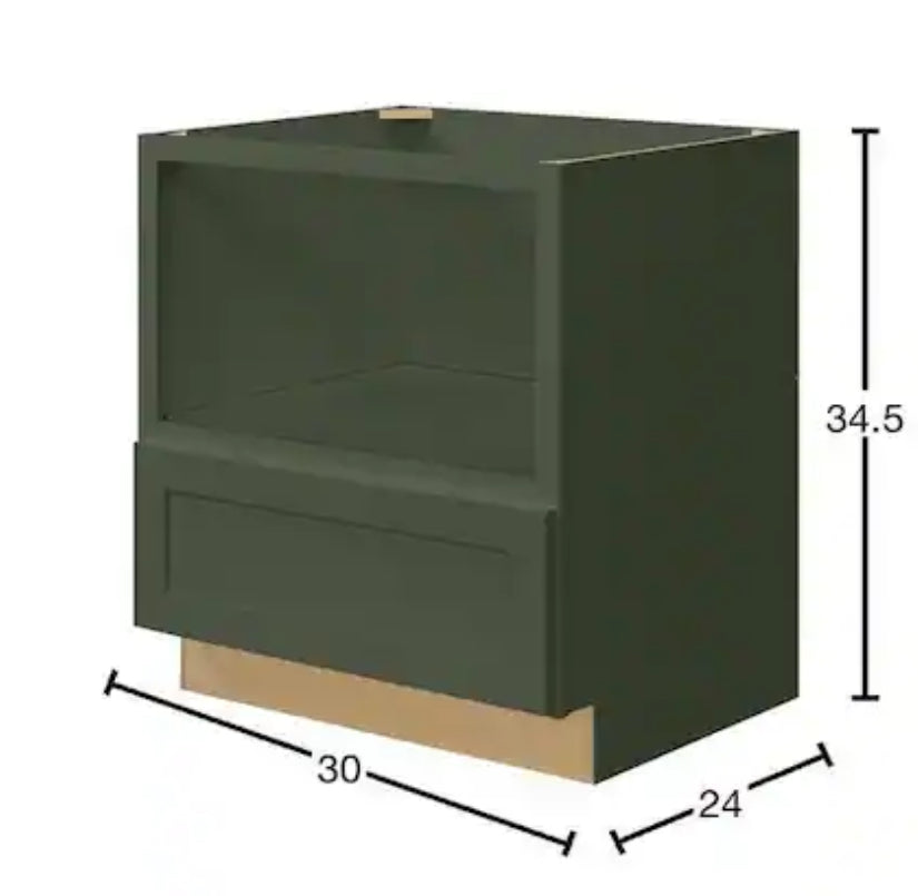 Avondale 30 in. W x 24 in. D x 34.5 in. H Ready to Assemble Plywood Shaker Microwave Base Kitchen Cabinet in Fern Green