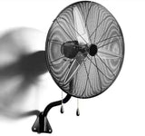 30 in. Heavy Duty Industrial Wall Fan, High Velocity Shop Fan, 3-Speed Oscillating with Pull Chain Control in Black
