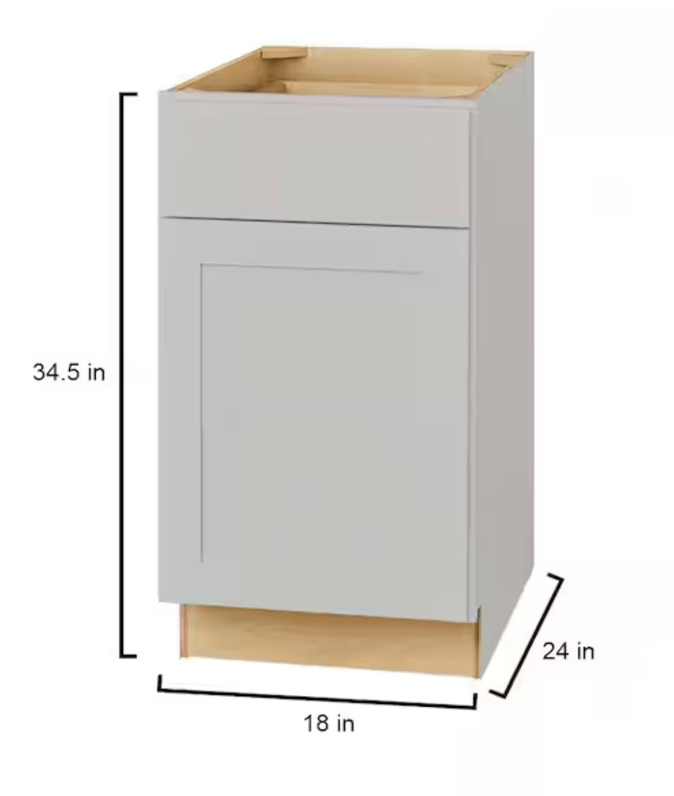 Avondale 18 in. W x 24 in. D x 34.5 in. H Ready to Assemble Plywood Shaker Base Kitchen Cabinet in Dove Gray