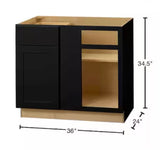 Avondale 36 in. W x 24 in. D x 34.5 in. H Ready to Assemble Plywood Shaker Blind Corner Kitchen Cabinet in Raven Black