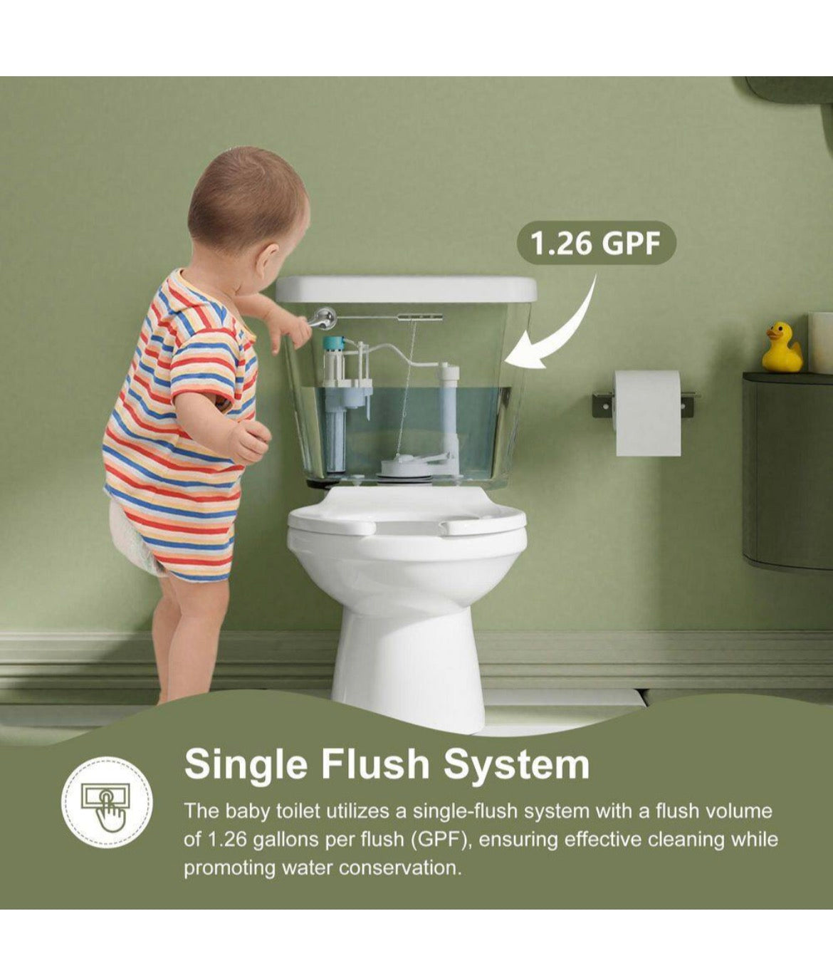Baby Toilet 10 in. Rough-in 2-Piece 1.26 GPF Single Flush Round Toilet in White (Seat Includes)