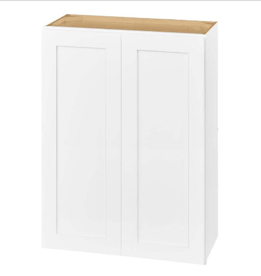 Avondale Shaker Alpine White Quick Assemble Plywood 27 in Wall Kitchen Cabinet (27 in W x 36 in H x 12 in D)