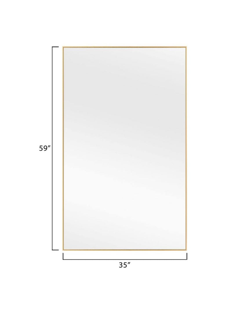 59 in. x 35 in. Modern Rectangle Framed Gold Floor Leaning Mirror