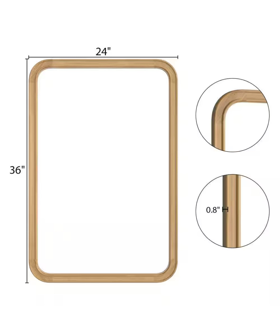Bonnevaux Natural 24 in. x 36 in. Rounded Corner Wood Mirror