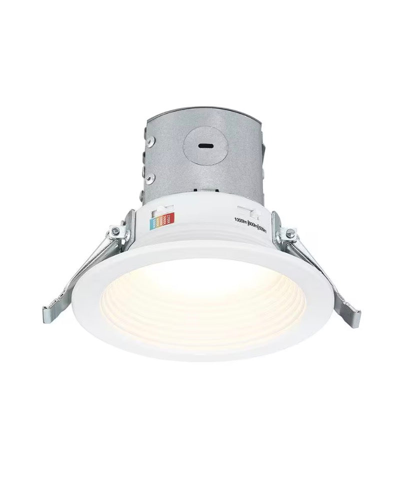 LED Selectable Lumen Selectable CCT 4 in. Round Canless Recessed Light for Indoor Areas Baffle Trim White