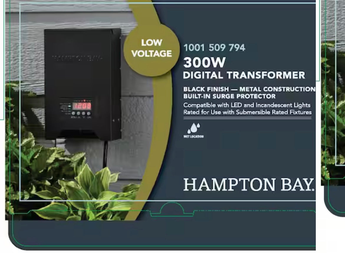 Low-Voltage 300-Watt Metal Landscape Lighting Transformer with Dusk to Dawn Sensor