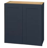 Avondale 27 in. W x 12 in. D x 42 in. H Ready to Assemble Plywood Shaker Wall Kitchen Cabinet in Ink Blue