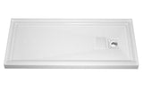 72 in. L x 36 in. W Acrylic Single Threshold Alcove Floor Rectangular Shower Pan Base with Right Drain in White