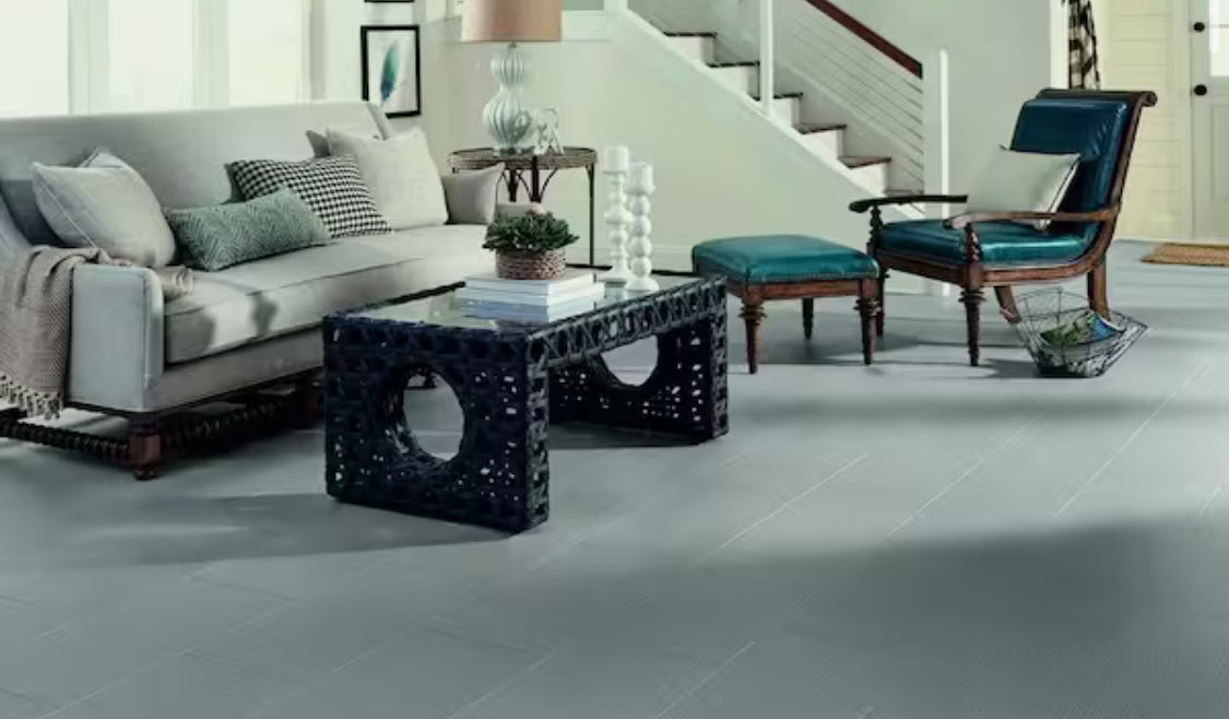 Gray Linear Tile 4 MIL x 12 in. W x 24 in. L Water Resistant Peel and Stick Vinyl Tile Flooring ( 30 sq. ft./case )