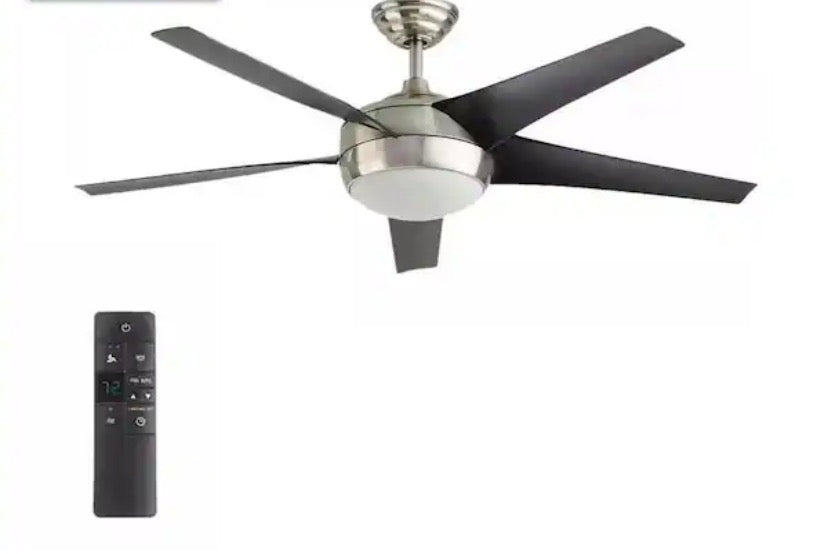 Windward IV 52 in. Indoor LED Brushed Nickel Ceiling Fan with Dimmable Light Kit, Remote Control and Reversible Motor