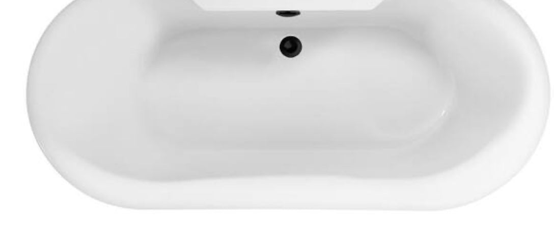 59 in. Acrylic Flatbottom Non-Whirlpool Bathtub in Glossy White with Matte Black Drain and Overflow Cover