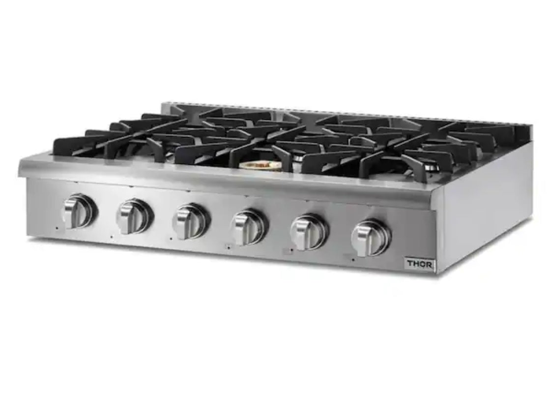 36 in. Gas Cooktop in Stainless Steel with 6 Burners