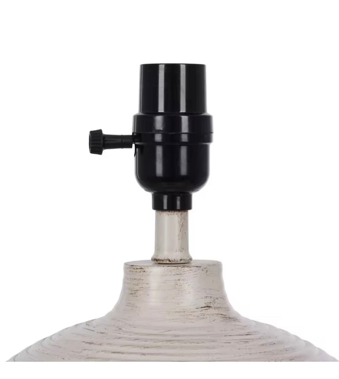 Finch 22 in. Distressed White Ribbed Table Lamp with White Linen Shade