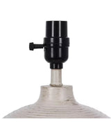 Finch 22 in. Distressed White Ribbed Table Lamp with White Linen Shade