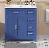30 in. Single Sink Freestanding Blue Bath Vanity without Top Unassembled