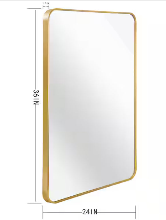 Ta. 24 in. W x 36 in. H Gold Rectangle Framed Mirror