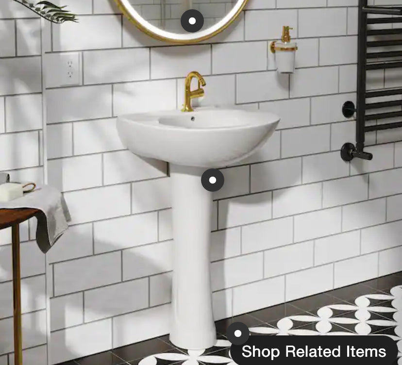 Classic 20 in. Tall U-Shape White Vitreous China Pedestal Bathroom Sink With Overflow