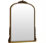Antique Gold 28 in. W x 40 in. H Arched Modern Polyurethane Framed with Decoration Antique Vanity Mirror Wall Mirror