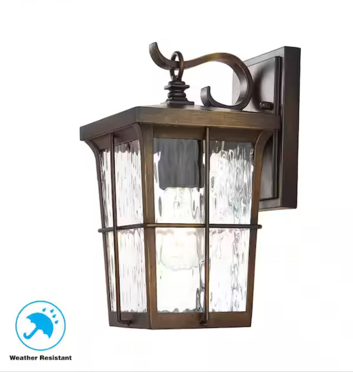 Barrington 11.25 in. 1-Light Golden Bronze Hardwired Outdoor Wall Light Lantern Sconce with Clear Water Glass