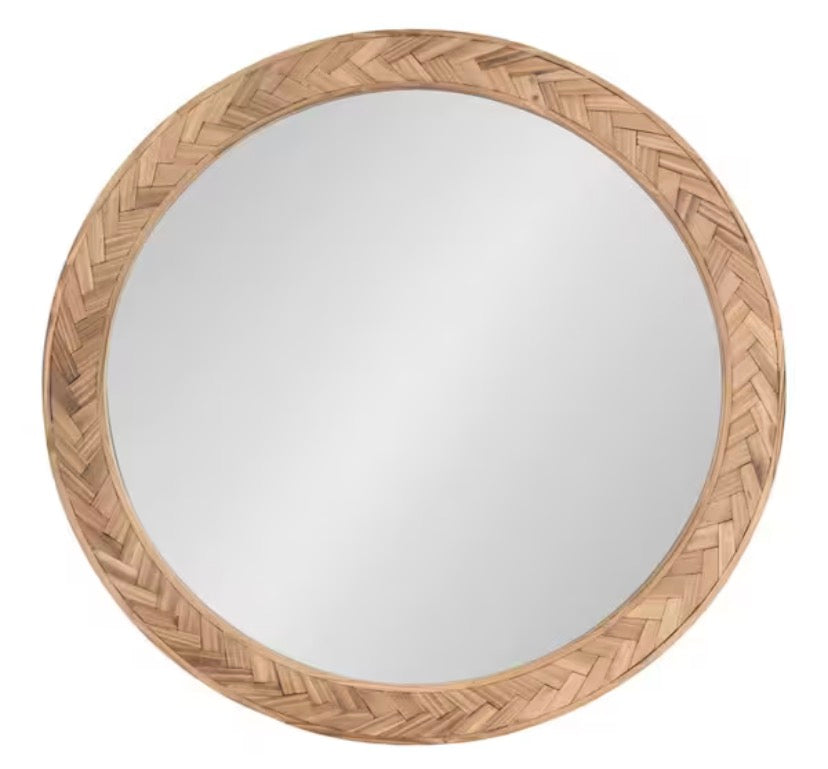 Braywood Brown 24 in. W x 24 in. H Round Wood Framed Mirror
