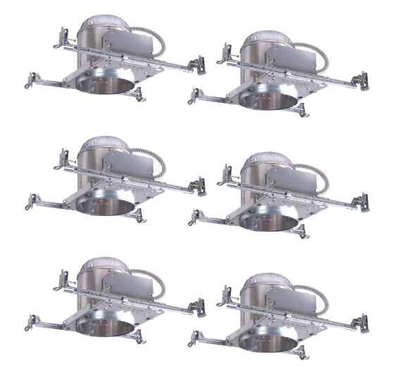 H7 6 in. IC Rated New Construction Aluminum Recessed Housing for Ceiling (6-Pack)