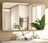 30 in. W x 48 in. H Modern Rectangular Aluminum Alloy Gold Rounded Corner Wall Mirror/Decorative Mirror