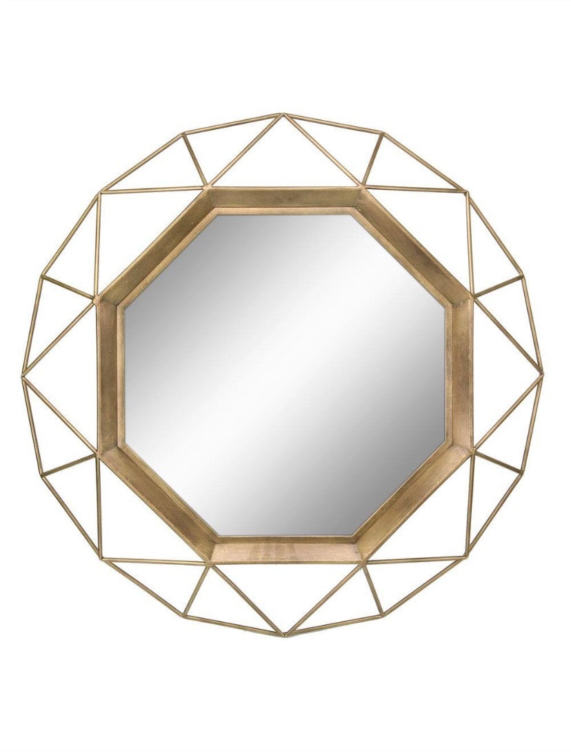 Medium Round Gold Art Deco Mirror (29.75 in. H x 29.75 in. W)