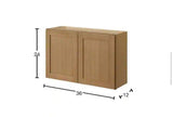 Avondale 36 in. W x 12 in. D x 24 in. H Ready to Assemble Plywood Shaker Wall Bridge Kitchen Cabinet in White Oak