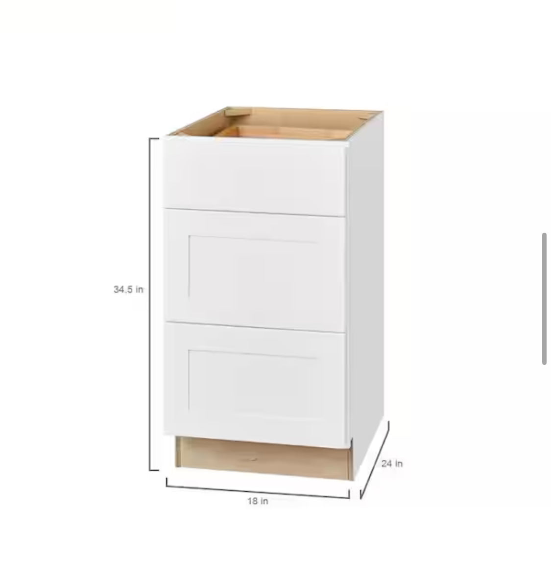 Avondale Shaker Alpine White Quick Assemble Plywood 18 in Drawer Base Kitchen Cabinet (18 in W x 24 in D x 34.5 in H)