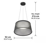 Adrian 23-Watt 1 Light Black Modern 3 CCT Integrated LED Pendant Light Fixture for Dining Room or Kitchen